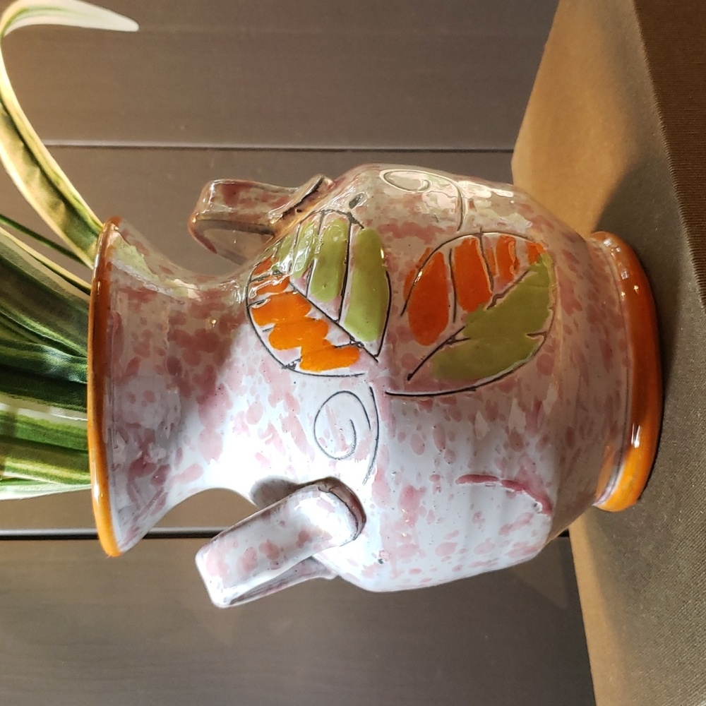 Two handled crock/vase hand thrown 6in vtg